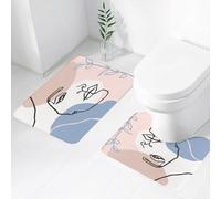 FEHWI Set Tappeti Bagno 2 Pezzi in Microfibra - Tappetino da Bagno Morbido e Antiscivolo - Durevole e Assorbente,Set di illustrazioni a linea continua di volti di donna. Collage astratto contempo