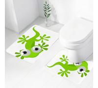 FEHWI Set Tappeti Bagno 2 Pezzi in Microfibra - Tappetino da Bagno Morbido e Antiscivolo - Durevole e Assorbente,Rettile, lucertola carina che ci guarda, creatura animale primitiva, natura, anima