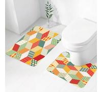 FEHWI Set Tappeti Bagno 2 Pezzi in Microfibra - Tappetino da Bagno Morbido e Antiscivolo - Durevole e Assorbente,Motivo patchwork senza soluzione di continuità. Stelle luminose di toppe colorate.
