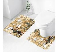 FEHWI Set Tappeti Bagno 2 Pezzi in Microfibra - Tappetino da Bagno Morbido e Antiscivolo - Durevole e Assorbente,mosaico di persone che si allenano in palestra, sollevamento pesi