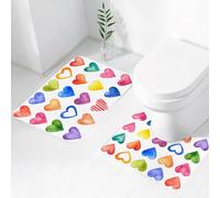 FEHWI Set Tappeti Bagno 2 Pezzi in Microfibra - Tappetino da Bagno Morbido e Antiscivolo - Durevole e Assorbente,Festa della mamma, grunge, casa, forme arcobaleno, design romantico, tema lui e le