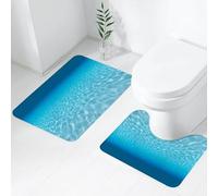 FEHWI Set Tappeti Bagno 2 Pezzi in Microfibra - Tappetino da Bagno Morbido e Antiscivolo - Durevole e Assorbente,Vista tranquilla sull'oceano, vasto oceano azzurro e limpido con morbide increspat