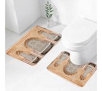 FEHWI Set Tappeti Bagno 2 Pezzi in Microfibra - Tappetino da Bagno Morbido e Antiscivolo - Durevole e Assorbente,Fontana a mosaico a Rabat, Marocco