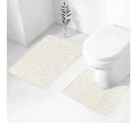 FEHWI Set Tappeti Bagno 2 Pezzi in Microfibra - Tappetino da Bagno Morbido e Antiscivolo - Durevole e Assorbente,Avorio, foglie barocche curve e fiori floreali artistica
