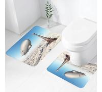 FEHWI Set Tappeti Bagno 2 Pezzi in Microfibra - Tappetino da Bagno Morbido e Antiscivolo - Durevole e Assorbente,Decorazioni parigine, Zepn e Torre Eiffel sopra un cielo di nuvole da sogno