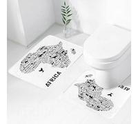 FEHWI Set Tappeti Bagno 2 Pezzi in Microfibra - Tappetino da Bagno Morbido e Antiscivolo - Durevole e Assorbente,Simboli della natura, della cultura e dell'architettura dell'Africa sotto forma di