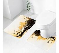 FEHWI Set Tappeti Bagno 2 Pezzi in Microfibra - Tappetino da Bagno Morbido e Antiscivolo - Durevole e Assorbente,Gondola, imbarcazione veneziana in legno, e chiesa cattolica romana, Basilica di S