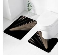 FEHWI Set Tappeti Bagno 2 Pezzi in Microfibra - Tappetino da Bagno Morbido e Antiscivolo - Durevole e Assorbente,Pianoforte, tastiera del pianoforte in primo piano, accenni a infinite possibilità