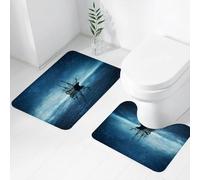 FEHWI Set Tappeti Bagno 2 Pezzi in Microfibra - Tappetino da Bagno Morbido e Antiscivolo - Durevole e Assorbente,Misterioso cielo stellato, una vecchia barca a vela che naviga sul mare calmo, ste