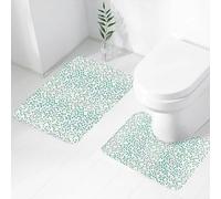 FEHWI Set Tappeti Bagno 2 Pezzi in Microfibra - Tappetino da Bagno Morbido e Antiscivolo - Durevole e Assorbente,pianta, rami e foglie dai toni blu-verdi su sfondo tragico, tessuti e cancelleria