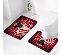 FEHWI Set Tappeti Bagno 2 Pezzi in Microfibra - Tappetino da Bagno Morbido e Antiscivolo - Durevole e Assorbente,Carlino, cane divertente che guarda un film, popcorn, bibite e bicchieri, fotograf