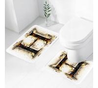 FEHWI Set Tappeti Bagno 2 Pezzi in Microfibra - Tappetino da Bagno Morbido e Antiscivolo - Durevole e Assorbente,Lettera H, Simbolo H, Design dell'alfabeto in fiamme