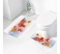 FEHWI Set Tappeti Bagno 2 Pezzi in Microfibra - Tappetino da Bagno Morbido e Antiscivolo - Durevole e Assorbente,Mappa del mondo, mappa del mondo ad acquerello con tavolozza