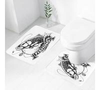 FEHWI Set Tappeti Bagno 2 Pezzi in Microfibra - Tappetino da Bagno Morbido e Antiscivolo - Durevole e Assorbente,Trota iridea che salta fuori dall'acqua. Salmone isolato su sfondo bianco. Concept
