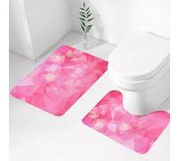 FEHWI Set Tappeti Bagno 2 Pezzi in Microfibra - Tappetino da Bagno Morbido e Antiscivolo - Durevole e Assorbente,Rosa chiaro, stile mosaico astratto, dimensione geometrica