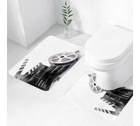 FEHWI Set Tappeti Bagno 2 Pezzi in Microfibra - Tappetino da Bagno Morbido e Antiscivolo - Durevole e Assorbente,Strumenti cinematografici, ciak con bobine di film, che rappresentano le basi dell