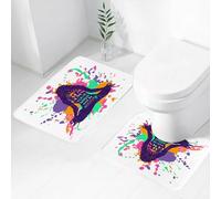 FEHWI Set Tappeti Bagno 2 Pezzi in Microfibra - Tappetino da Bagno Morbido e Antiscivolo - Durevole e Assorbente,Ragazza moderna che posa yoga con una citazione motivante e felice Calma la tua me