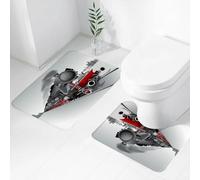 FEHWI Set Tappeti Bagno 2 Pezzi in Microfibra - Tappetino da Bagno Morbido e Antiscivolo - Durevole e Assorbente,Illustrazione di un treno a vapore, opera d'arte a tema in movimento, treno a vapo