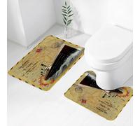 FEHWI Set Tappeti Bagno 2 Pezzi in Microfibra - Tappetino da Bagno Morbido e Antiscivolo - Durevole e Assorbente,Mappa retrò del Titanic, la nave più grande sulla mappa antica del Titanic, il Tit