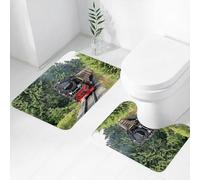 FEHWI Set Tappeti Bagno 2 Pezzi in Microfibra - Tappetino da Bagno Morbido e Antiscivolo - Durevole e Assorbente,Treno a vapore che attraversa un paesaggio forestale, paesaggio panoramico di una