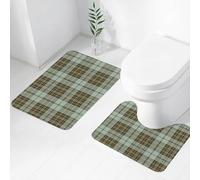 FEHWI Set Tappeti Bagno 2 Pezzi in Microfibra - Tappetino da Bagno Morbido e Antiscivolo - Durevole e Assorbente,Tartan, ornamento in stile scozzese, piastrelle tartan in toni pastello, motivo ge