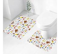 FEHWI Set Tappeti Bagno 2 Pezzi in Microfibra - Tappetino da Bagno Morbido e Antiscivolo - Durevole e Assorbente,Icone musicali, illustrazioni vettoriali, scarabocchi disegnati a mano, sfondo sen
