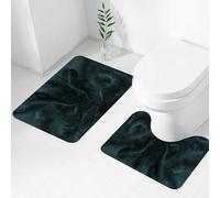 FEHWI Set Tappeti Bagno 2 Pezzi in Microfibra - Tappetino da Bagno Morbido e Antiscivolo - Durevole e Assorbente,guerriero in piedi che guarda Cthulhu mostro cosmico mostro marino tempesta maltem