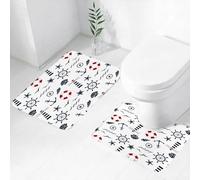 FEHWI Set Tappeti Bagno 2 Pezzi in Microfibra - Tappetino da Bagno Morbido e Antiscivolo - Durevole e Assorbente,Faro, Nautiche, Onde, Caschi e Sagome di Animali, Bussola, Navegac1