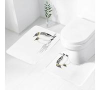 FEHWI Set Tappeti Bagno 2 Pezzi in Microfibra - Tappetino da Bagno Morbido e Antiscivolo - Durevole e Assorbente,Pinguino, due pinguini disegnati da schizzi stanno insieme, mostrando le loro cara