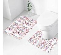 FEHWI Set Tappeti Bagno 2 Pezzi in Microfibra - Tappetino da Bagno Morbido e Antiscivolo - Durevole e Assorbente,Acquerello Fiore Ramo Fiore Bellissimo Colorato,