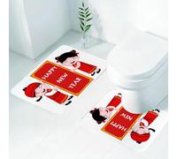 FEHWI Set Tappeti Bagno 2 Pezzi in Microfibra - Tappetino da Bagno Morbido e Antiscivolo - Durevole e Assorbente,Scena di Capodanno, due bambini in costumi tradizionali che tengono un cartello co