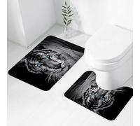 FEHWI Set Tappeti Bagno 2 Pezzi in Microfibra - Tappetino da Bagno Morbido e Antiscivolo - Durevole e Assorbente,La tigre bianca è in cerca di cibo nella foresta. Panthera tigris corbetti nel suo