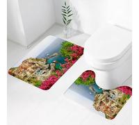 FEHWI Set Tappeti Bagno 2 Pezzi in Microfibra - Tappetino da Bagno Morbido e Antiscivolo - Durevole e Assorbente,Manarola-bellissimo villaggio nelle Cinque Terre Liguria Italia