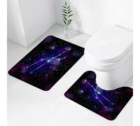 FEHWI Set Tappeti Bagno 2 Pezzi in Microfibra - Tappetino da Bagno Morbido e Antiscivolo - Durevole e Assorbente,Dodici segni zodiacali, stelle sullo sfondo dell'universo, astronomia e dodici seg