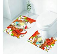 FEHWI Set Tappeti Bagno 2 Pezzi in Microfibra - Tappetino da Bagno Morbido e Antiscivolo - Durevole e Assorbente,Ritratto vettoriale della giovane donna con i capelli rossi