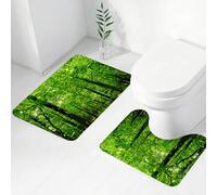 FEHWI Set Tappeti Bagno 2 Pezzi in Microfibra - Tappetino da Bagno Morbido e Antiscivolo - Durevole e Assorbente,Natura, foresta, albero, foresta, giungla, giorno soleggiato, madre terra