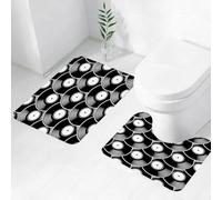 FEHWI Set Tappeti Bagno 2 Pezzi in Microfibra - Tappetino da Bagno Morbido e Antiscivolo - Durevole e Assorbente,Modello stampabile senza soluzione di continuità con icona di dischi in vinile vin