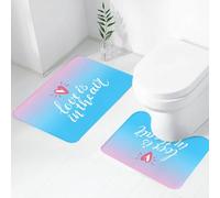 FEHWI Set Tappeti Bagno 2 Pezzi in Microfibra - Tappetino da Bagno Morbido e Antiscivolo - Durevole e Assorbente,Citazione, L'amore è nell'aria, frase per coppie romantiche su sfondo rosa e blu