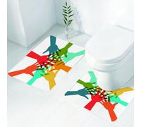 FEHWI Set Tappeti Bagno 2 Pezzi in Microfibra - Tappetino da Bagno Morbido e Antiscivolo - Durevole e Assorbente,Giovani, tema di cooperazione comunitaria Mani colorate insieme accordo lavoro di
