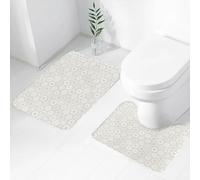 FEHWI Set Tappeti Bagno 2 Pezzi in Microfibra - Tappetino da Bagno Morbido e Antiscivolo - Durevole e Assorbente,Fiocchi invernali stilizzati con motivo a cresta esagonale in mosaico1