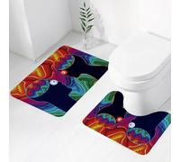 FEHWI Set Tappeti Bagno 2 Pezzi in Microfibra - Tappetino da Bagno Morbido e Antiscivolo - Durevole e Assorbente,Tappetino da bagno lavabile in lavatrice Ro, psichedelico e folle d'amore