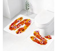 FEHWI Set Tappeti Bagno 2 Pezzi in Microfibra - Tappetino da Bagno Morbido e Antiscivolo - Durevole e Assorbente,Lettera S, tavolozza di colori organici Petali di bouquet di gerbere dall'aspetto