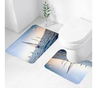 FEHWI Set Tappeti Bagno 2 Pezzi in Microfibra - Tappetino da Bagno Morbido e Antiscivolo - Durevole e Assorbente,Vela da Regata Barche a Vela nel Mar Mediterraneo Avventura Vincitore Sport