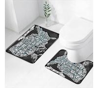FEHWI Set Tappeti Bagno 2 Pezzi in Microfibra - Tappetino da Bagno Morbido e Antiscivolo - Durevole e Assorbente,Mappa degli Stati Uniti, città americane, stile calligrafico, geografia della citt