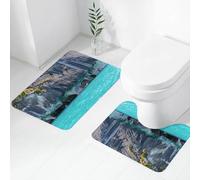 FEHWI Set Tappeti Bagno 2 Pezzi in Microfibra - Tappetino da Bagno Morbido e Antiscivolo - Durevole e Assorbente,Grotte di marmo del lago General Carrera (Cile)