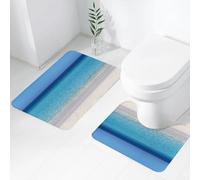 FEHWI Set Tappeti Bagno 2 Pezzi in Microfibra - Tappetino da Bagno Morbido e Antiscivolo - Durevole e Assorbente,Spiaggia tranquilla, acqua azzurra e spiaggia sabbiosa incontaminata, uno scorcio