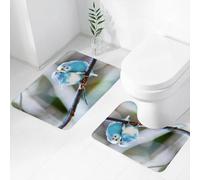 FEHWI Set Tappeti Bagno 2 Pezzi in Microfibra - Tappetino da Bagno Morbido e Antiscivolo - Durevole e Assorbente,parabili Uccelli Dolci, Compagnia tra i baldacchini di boccioli blu e bianchi, Int