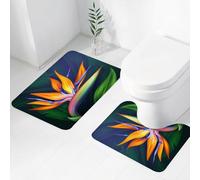 FEHWI Set Tappeti Bagno 2 Pezzi in Microfibra - Tappetino da Bagno Morbido e Antiscivolo - Durevole e Assorbente,Fiori e uccelli del paradiso, i colori intensi dei fiori del paradiso, degli uccel