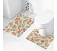 FEHWI Set Tappeti Bagno 2 Pezzi in Microfibra - Tappetino da Bagno Morbido e Antiscivolo - Durevole e Assorbente,Paisley, elementi persiani vintage, forme a goccia orientali colorate, ispirazioni