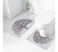 FEHWI Set Tappeti Bagno 2 Pezzi in Microfibra - Tappetino da Bagno Morbido e Antiscivolo - Durevole e Assorbente,Albero della vita, pianta con diversi temi, senza foglie e petali, simbolo del cam
